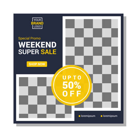 Set of Editable square banner template design for Fashion post on social mediaのイラスト素材