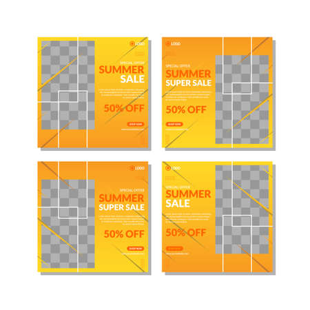 Set of Editable square banner template design for Fashion post on social mediaのイラスト素材