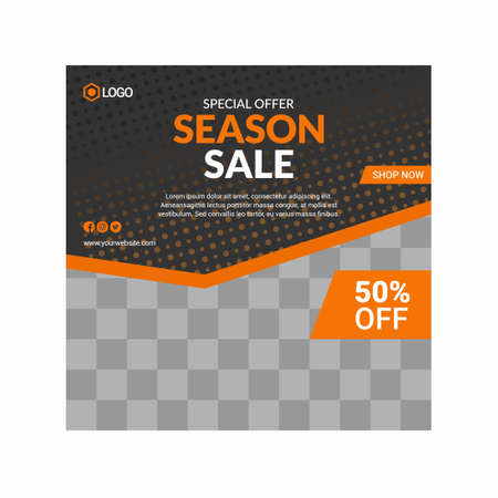 Set of Editable square banner template design for Fashion post on social mediaのイラスト素材