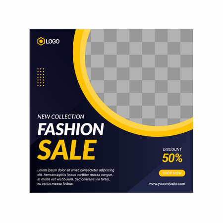 Set of Editable square banner template design for Fashion post on social mediaのイラスト素材