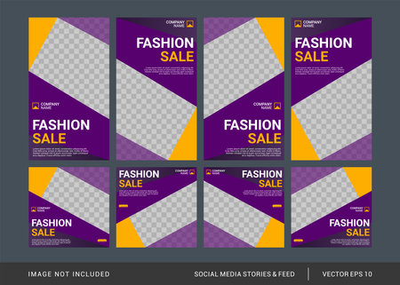 Fashion minimalist social media post template collectionのイラスト素材