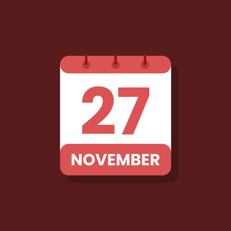 Calendar date month icon flat november vectorのイラスト素材