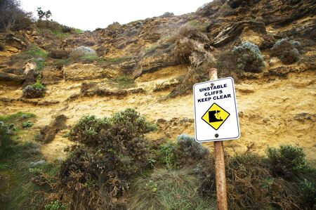 Danger falling cliffsの写真素材