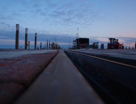 Port facilities in Wangeroogeの写真素材