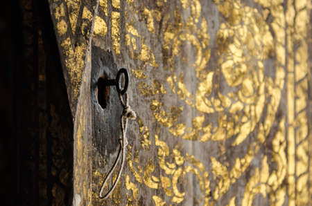 thailand ancient door closeupの写真素材