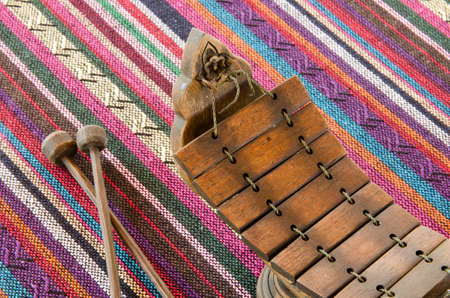 Thai xylophone with colorful backgroundの写真素材