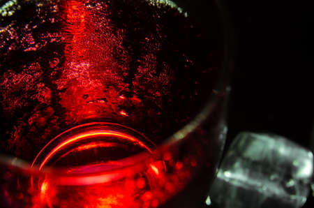 Abstract  red glass closeup with iceの写真素材