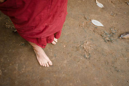 foot of monk on the landの写真素材