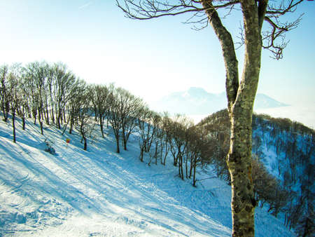 The view at the top of the mountain, above the coluds.の写真素材