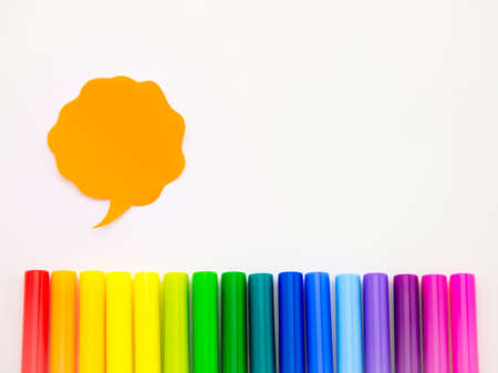 Colorful balloons and bubbles; you can write words on it.の写真素材