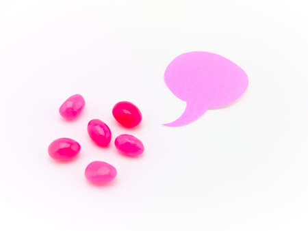 Colorful balloons and bubbles with jelly beans; you can write words on it.の写真素材