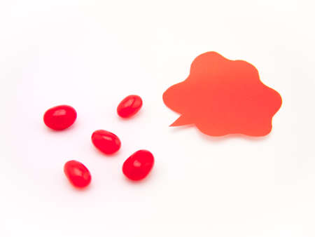 Colorful balloons and bubbles with jelly beans; you can write words on it.の写真素材