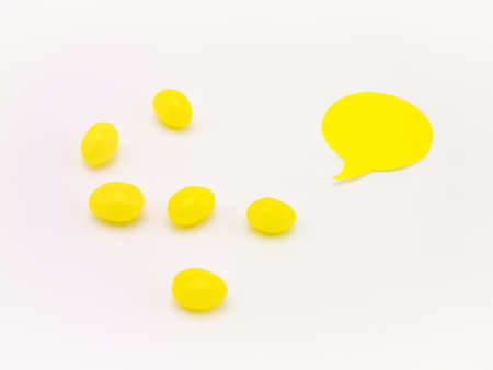 Colorful balloons and bubbles with jelly beans; you can write words on it.の写真素材
