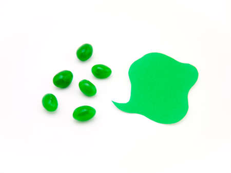 Colorful balloons and bubbles with jelly beans; you can write words on it.の写真素材