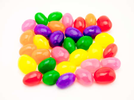 Cute colorful jelly beans on white background.の写真素材