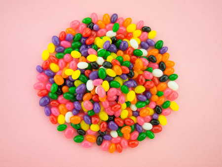 Frame and background made of colorful jelly beans.の写真素材