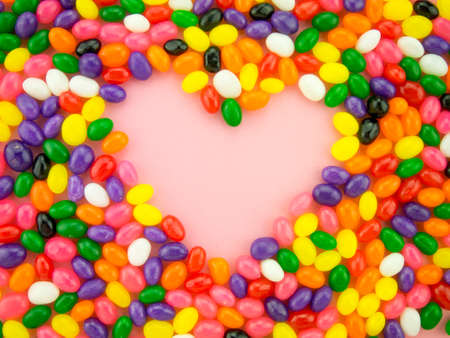 Frame and background made of colorful jelly beans.の写真素材