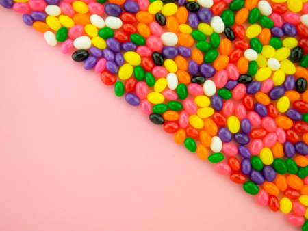 Frame and background made of colorful jelly beans.の写真素材