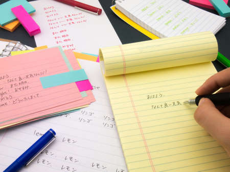 Writing new words again and again to learn new language.