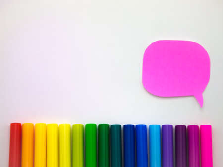 Colorful balloons and bubbles; you can write words on it.の写真素材