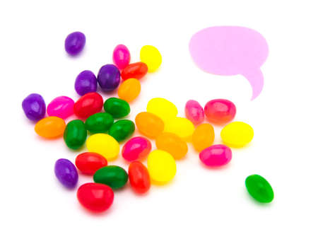 Colorful balloons and bubbles with jelly beans; you can write words on it.の写真素材