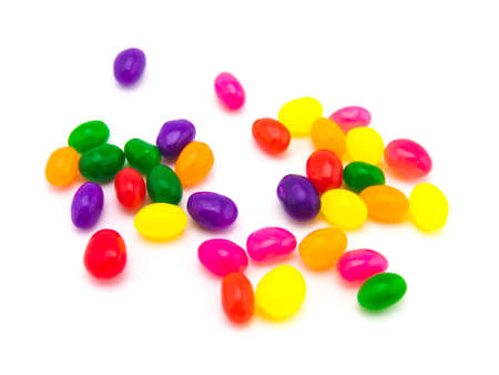 Cute colorful jelly beans on white background.の写真素材