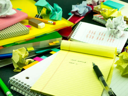 Learning New Language Writing Words Many Times on the Notebook; Englishの写真素材