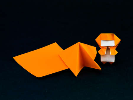 Japanese Origami Toys Folding Instructions; How to Playの写真素材