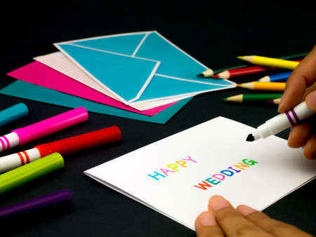 Message Card for Your Family and Friends; Happy Weddingの写真素材