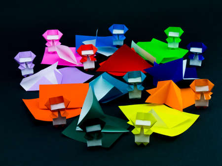Japanese Origami Toys Folding Instructions; How to Playの写真素材