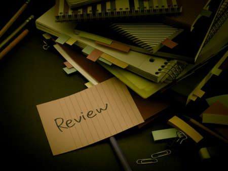 Somebody Left the Message on Your Working Desk; Reviewの写真素材