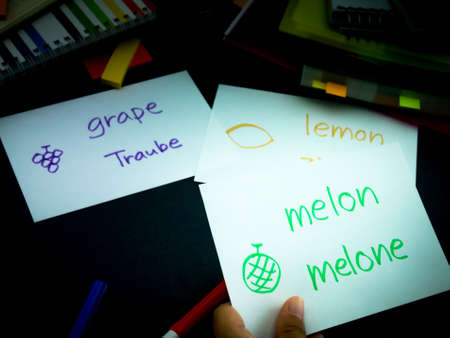 Learning New Language Making Original Flash Cards; Germanの写真素材