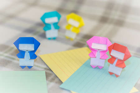 Note Pad with Little Ninja Kids on the Fabricの写真素材