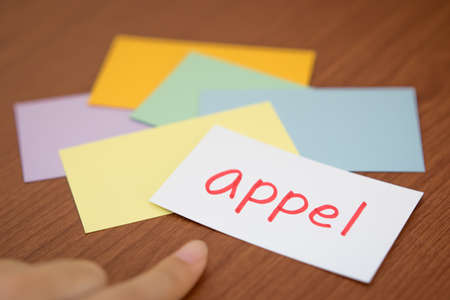 Dutch; Learning New Language with the Flaish Card (Translation; Apple)の写真素材