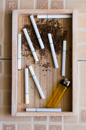 cigarette wood backgroundの写真素材