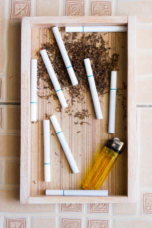 cigarette wood backgroundの写真素材