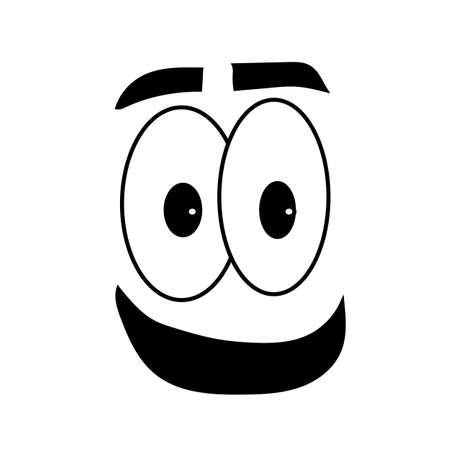 Black And White Cute Cartoon Eyes. Illustration Isolated on whiteのイラスト素材