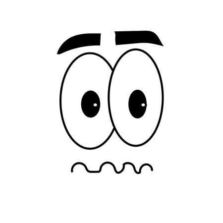 Black And White Cute Cartoon Eyes. Illustration Isolated on whiteのイラスト素材