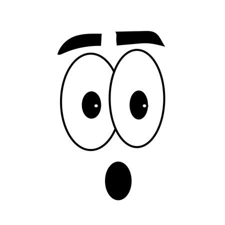 Black And White Cute Cartoon Eyes. Illustration Isolated on whiteのイラスト素材