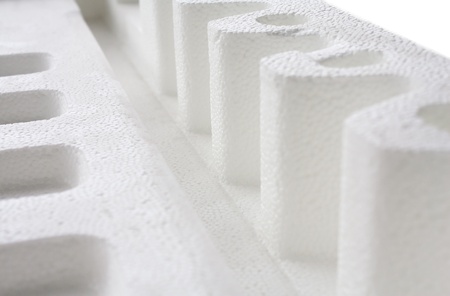 closeup of Polystyrene padding for product packaging