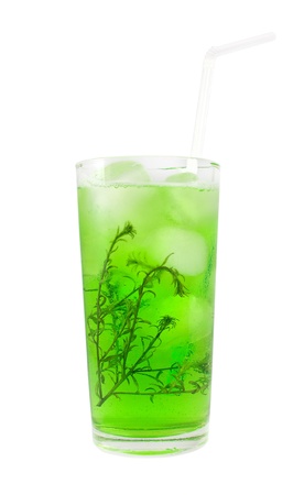Green cocktail with herb isolated on white backgroundの写真素材