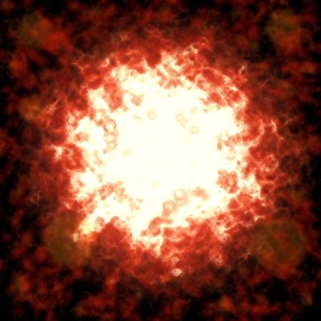 Powerful explosion with white hot center and blurred motion effect on black backgroundの写真素材