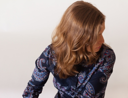 Studio shot of a girl with beautiful hair