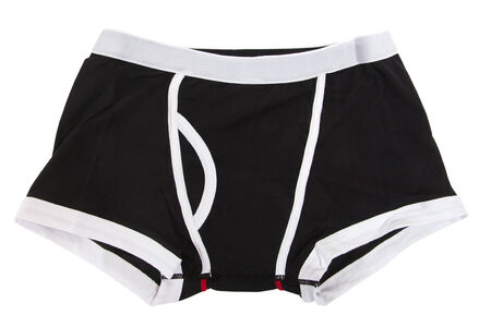 One pair of Black-and-white man's underwear isolated on white background
