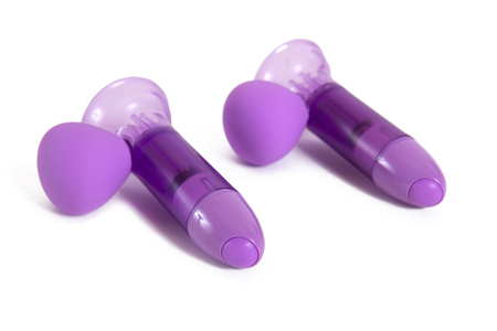 Sex toy nipple vibrators isolated on white backgroundの写真素材