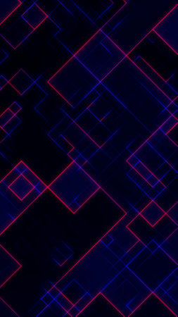 Abstract grid of glowing neon red and blue squares in vertical composition. Perfect for modern tech...