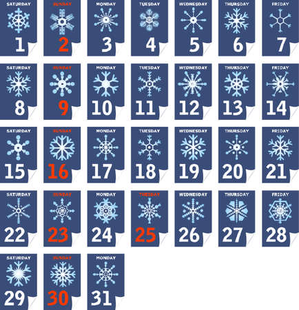 Each day different snowflake calendar, December (separable)のイラスト素材