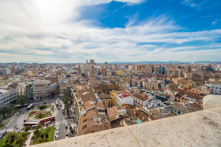 Aerial view of the old town in Valencia from cathedral towerのeditorial素材