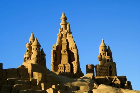 Sand castle creations in southern Portugalの写真素材