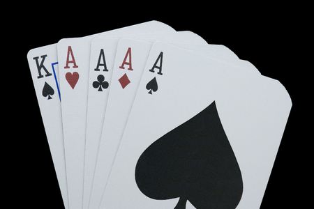 Poker Hand, Four of a Kind, Four Aces and a King.